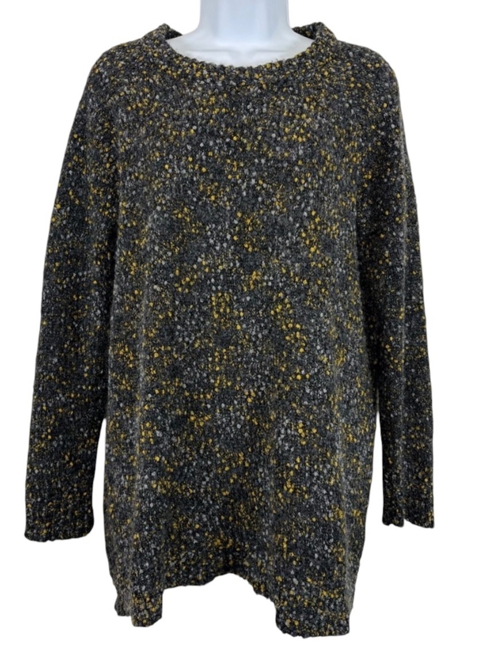Apricot Chunky Knit Cozycore Wool Blend Speckled Cabin Sweater Gray Yellow SzM